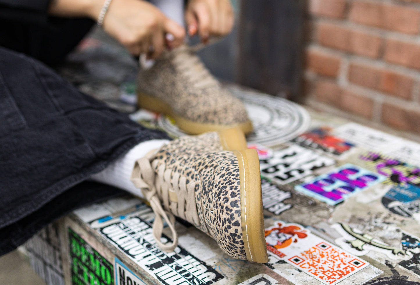 P-1 cheetah sneaker lace-up
