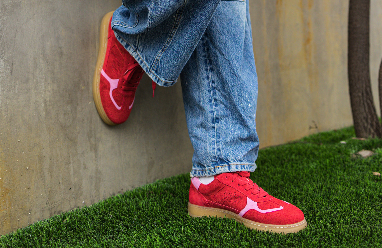 P-1 sneaker lace-up Red pink