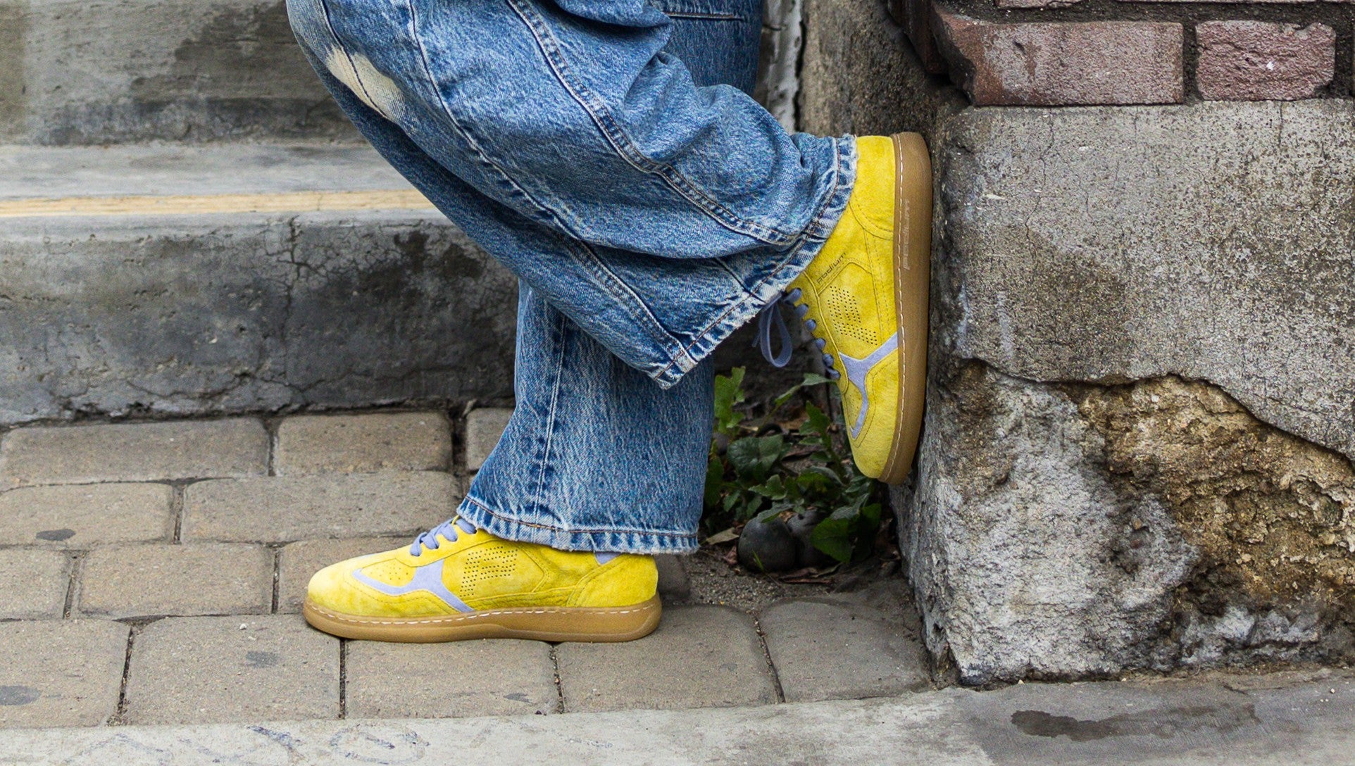 P-1 yellow lemon lime lace-up sneaker