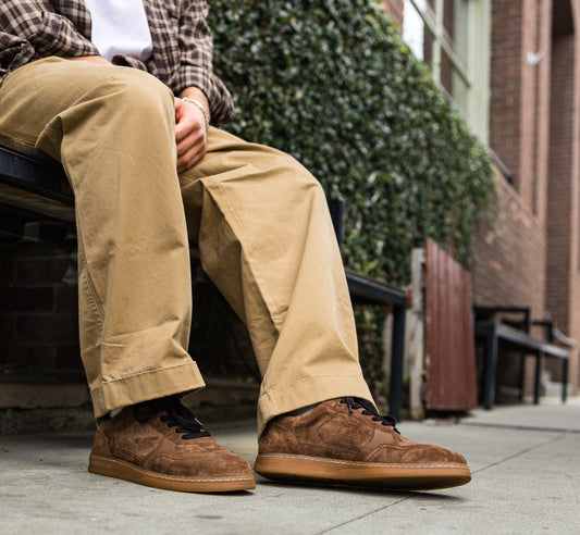 P-1 suede snealer lace-up espresso brown