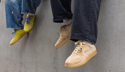 P-1 sneaker natural suede and lemon-lime